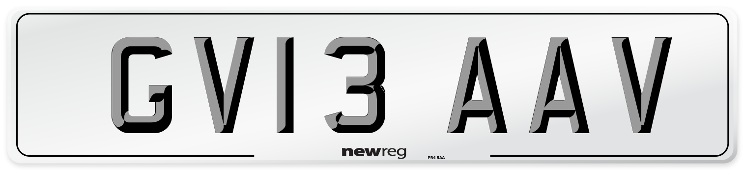 GV13 AAV Number Plate from New Reg